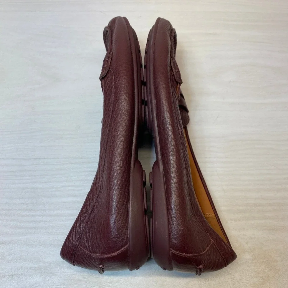 Coach Womens 7.5B Penny Loafer Driving Moccasin Burgundy Leather FG1268